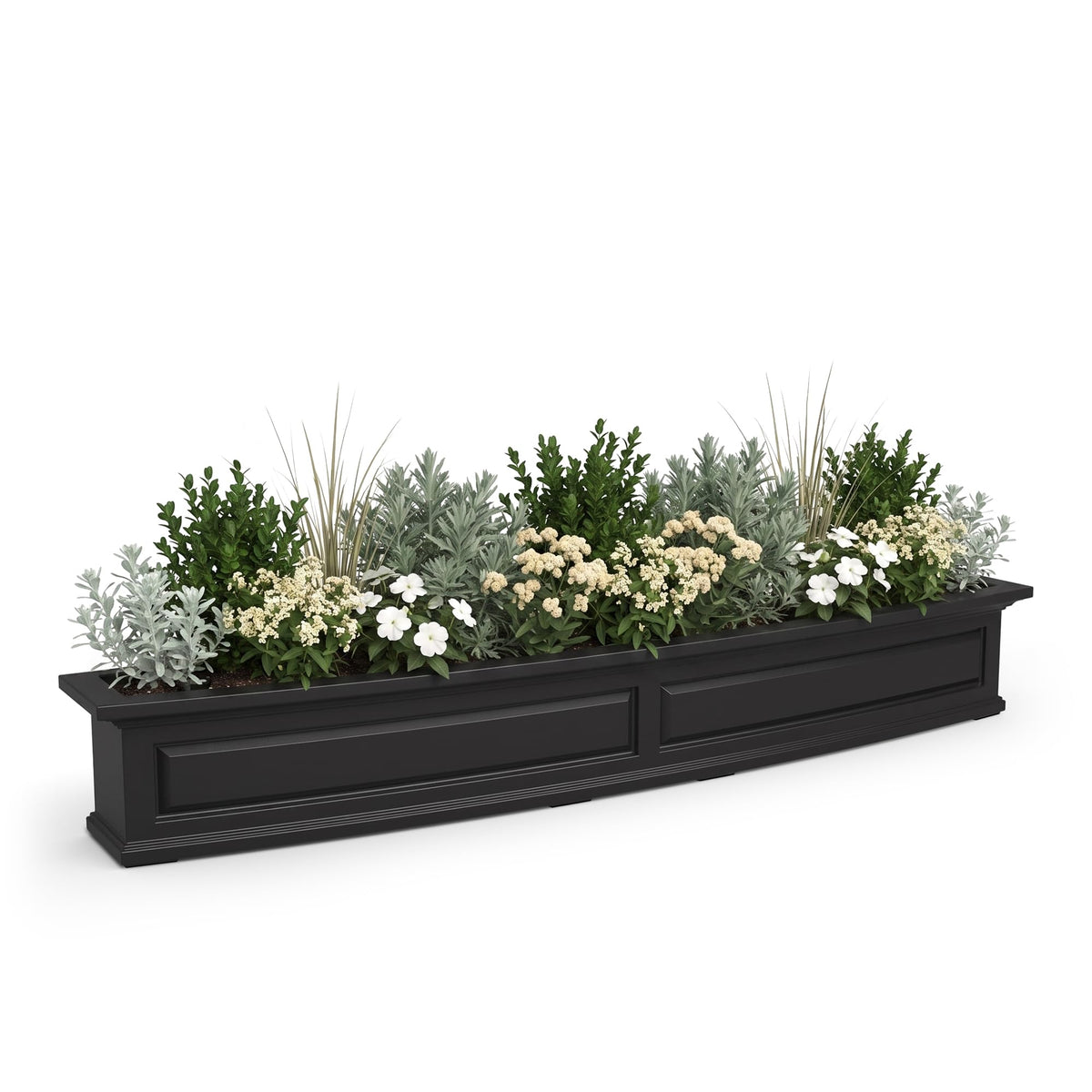 Mayne Newhaven 72in Self-Watering Rectangular Window Box Planter, Black