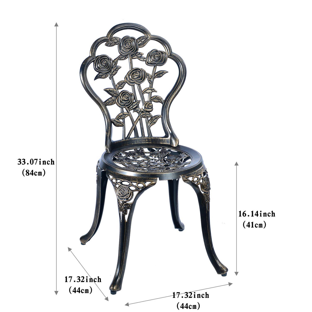 C/G 3 Piece Bistro Set, Outdoor Patio Table, Anti-Rust Cast Aluminum for Front Porch & Yard (Antique Copper)