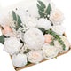 Ling's moment Fake Flowers Box, White & Blush Grand Combo