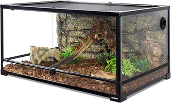 REPTI ZOO 50 Gallon Reptile Glass Terrarium Tank Double Hinge Door with Screen Ventilation Large Reptile Terrarium 36" x 18" x 18"(Knock-Down)