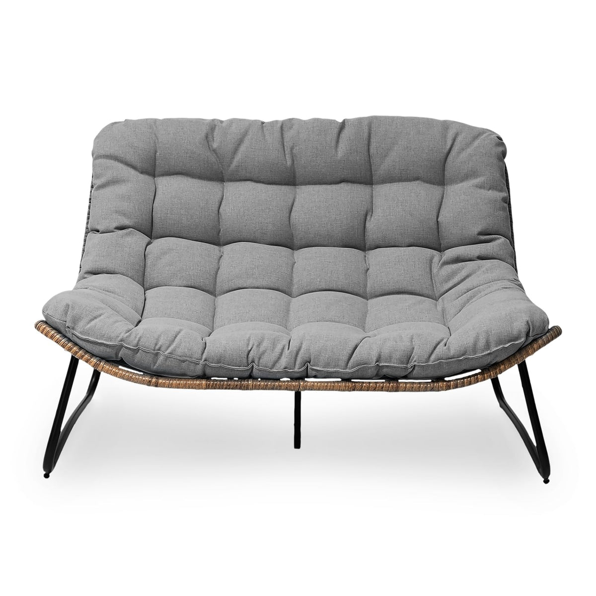 Crestlive Outdoor Loveseat, Patio Conversation Set (2PCS Dark Gray)