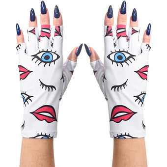 ManiGlovz - The Original UPF 50+ UV Light Protective Nail Gloves | Gel Manicure Gloves and Anti UV Fingerless Gloves for Women | Can be Used as Sun Protection Gloves for Driving | Lipstick and Lashes