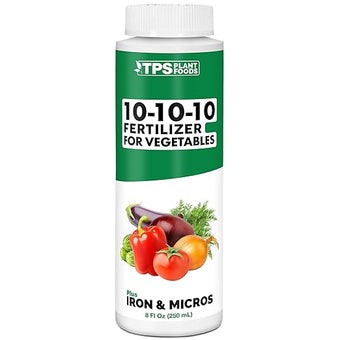 TPS NUTRIENTS Liquid 10-10-10 Fertilizer for Vegetables, Triple Ten NPK Plus Iron and Micros, Liquid Plant Food 8 oz (250mL)