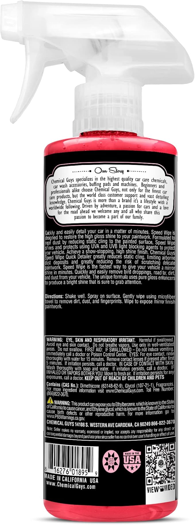 Chemical Guys WAC_202_1602 Speed Wipe Spray Gloss & Quick Detailer, Great for Cars, Trucks, SUVs, Motorcycles, RVs & More, Cherry Scent, 16 oz (2 Pack)