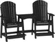 LuxCraft Poly Tete-a-Tete Patio Table and Counter Height Balcony Chairs with Umbrella Hole, Weatherproof Outdoor Patio Furniture Set for Outside - Amish Made in USA (Black)