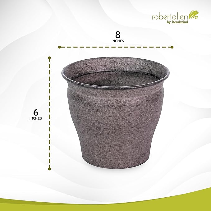 Headwind Natural Ironstone Timberline Collection - 8" Cappuccino Decorative Planter for Outdoor Pots for Plants – Modern Indoor Plant Pots, Large & Small Planters for Indoor Plants by Robert Allen