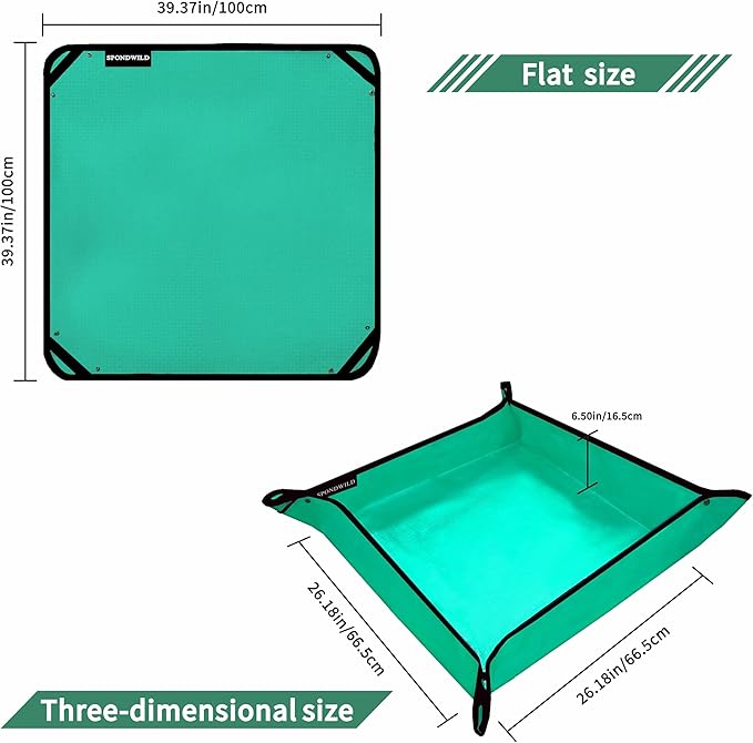 SPONDWILD Large Plant Transplanting Mat -39.5"x39.5" PE Thickened Waterproof Potting Mat, Succulent Gardening Mat, Portable Repotting Mat for Mess Control