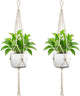 IDEEEPAN Macrame Plant Hanger - Fits 4 to 12 inches Pots for Indoor Outdoor, 44 Inch, 2 Pack, Ivory (POTS NOT Included)