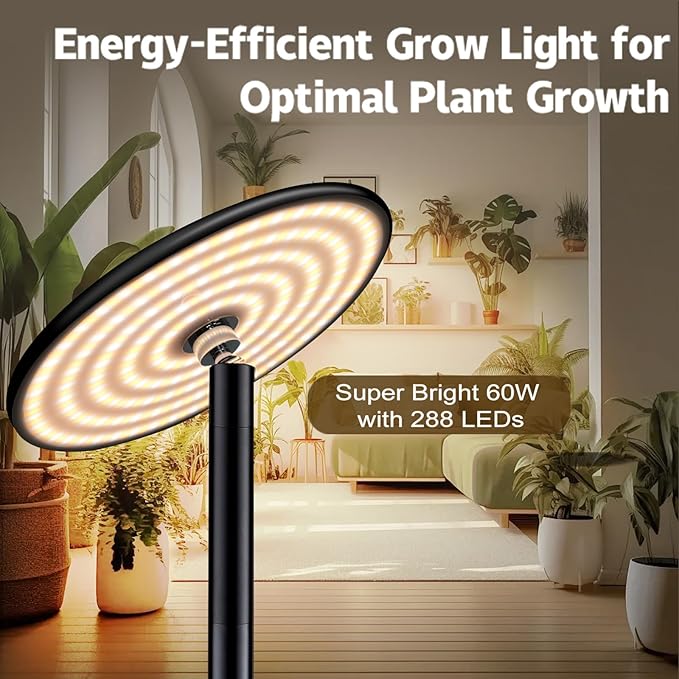 AJABotanics Grow Light for Indoor Plants 60W Full Spectrum LED, 85" Adjustable Standing Plant Light, Tall Grow Light with Timer & 10-Level Dimmable, Ideal for Large Plants & Indoor Trees