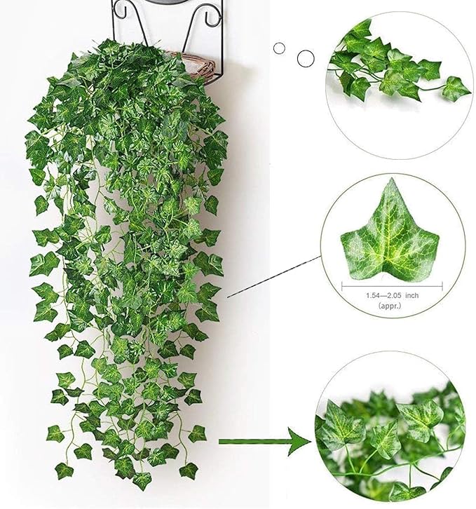 Comtelek 252 FT Artificial Ivy 36 Pack Ivy Vine Garland Ivy Leaves Greenery Garlands Clip Hanging Fake Leaf Plants Faux Green Flowers Decor Home Kitchen Garden Office Wedding Wall