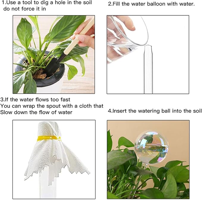 Vividaire 17 Oz 2 Weeks Glass Plant Watering Globes Large for Indoor Outdoor Potted Plants Self Watering Planter Insert Bulbs Water Plants While Away Vacation Devices (Iridescent Large 2-Pack)
