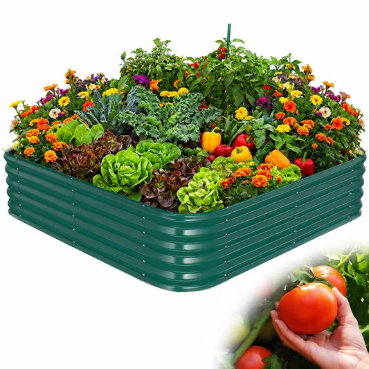 FCCRETA 16.5" Deep Raised Garden Bed 4x4 ft for Vegetables, Herbs & Flowers
