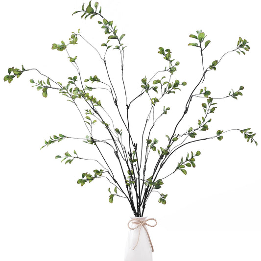 Sggvecsy 47.2’’ 4Pcs Artificial Ficus Branches Artificial Greenery Stems Faux Ficus Twig Plants Fake Leaf Spray Green Eucalyptus Branches for Vase Filler Office Home Wedding Decoration