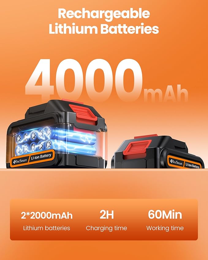 Mini Chainsaw Cordless, 8 inch & 6 inch Electric Chain Saw with 2 Pack Rechargeable Batteries, Battery Powered Handheld Saw Gardening Tools for Trees Branches Trimming Wood Cutting, Orange