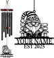 Personalized Customize Name Gnome Wind Chime, Metal Iron 37 Inch Outdoor Memorial Gift for Garden Yard Patio Home Decor, Black，Christmas (Style C)