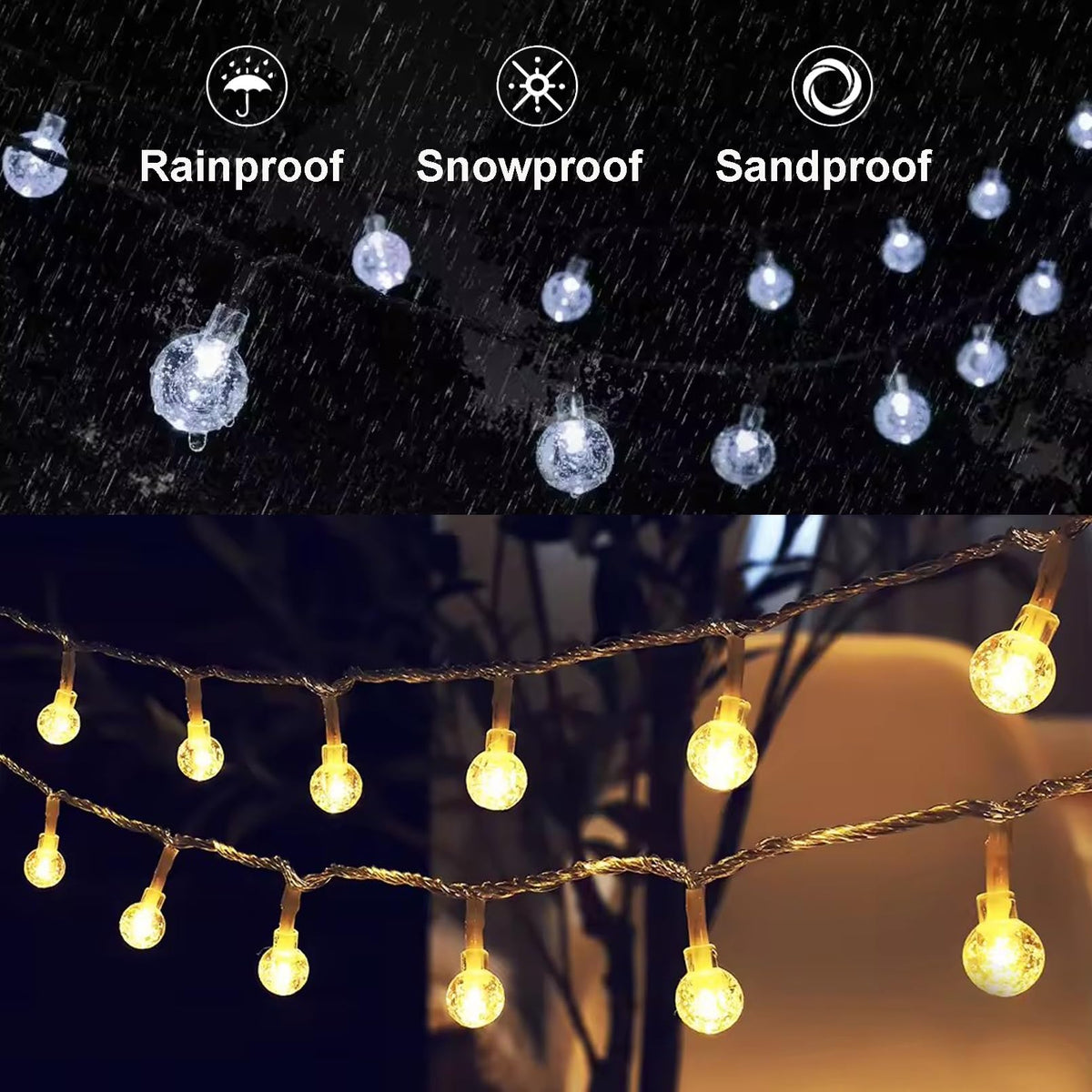 GTSYDING Bubble Globe String Lights USB Powered, 19.6 FT 40 LEDs 8 Modes Waterproof Hanging Crystal Ball Fairy Lights Remote for Indoor Bedroom Patio Party Decorations, Warm White