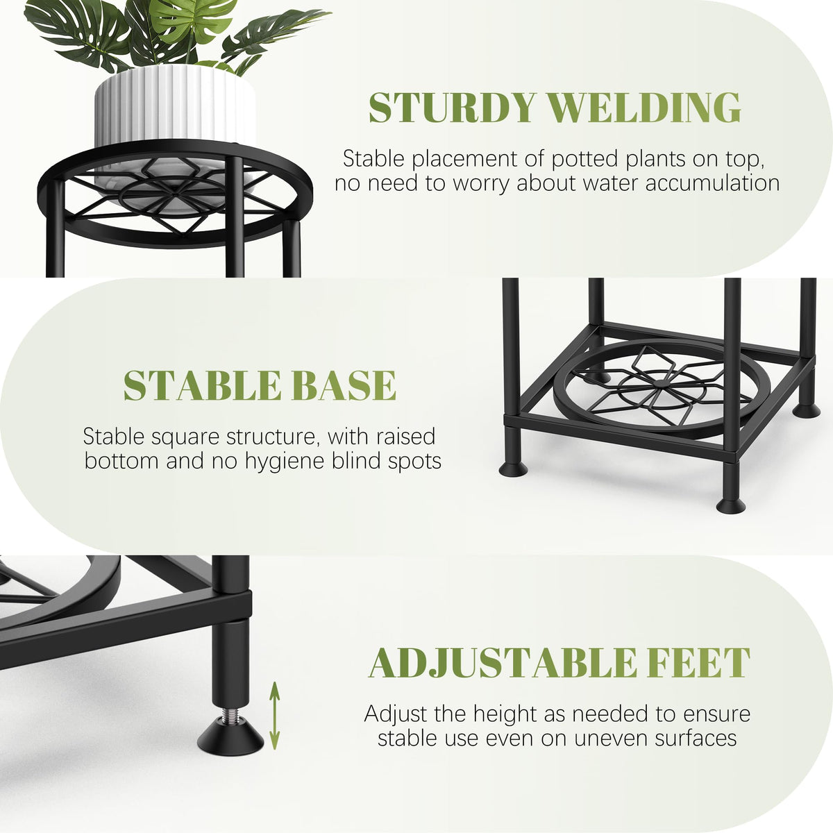 YOCOMEY 4 Tier Plant Stand Indoor Outdoor, Metal Shelf Holder Corner Black