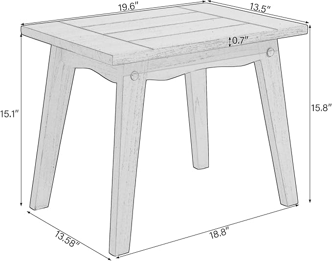 Outdoor Wood Bistro Set, Wooden Conversation Patio Table and Chairs Furniture Set for Porch Balcony Deck Backyard