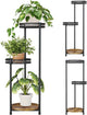 Atpddpey Plant Stand Indoor Outdoor,3 Tier Metal Wood Plant Stand for Multiple Plants,Black Tall Narrow Plants Display Organizer for Corner Living Room Porch Patio Garden Office