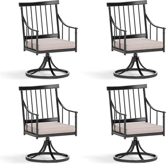 Sophia & William Swivel Patio Chairs Set of 4, Metal Rocker Rocking Outdoor Dining Chairs with Seat Cushions, Patio Bistro Steel Furniture Chairs with Armrest for Outside Yard, 4 Pack