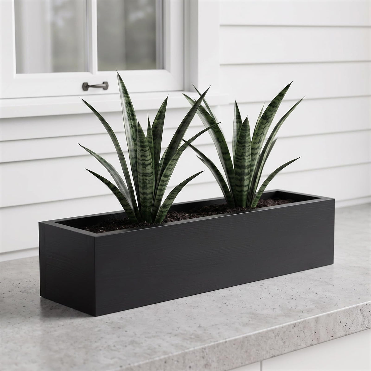 Novabright 24 Inch Wood Window Planter Box with L-Bracket,Black