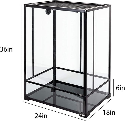 REPTI ZOO 24" x 18" x 36" Reptile Tall Glass Terrarium Rainforest Habitat Double Hinge Door with Screen Ventilation 67 Gallon Reptile Terrarium Easy Assembly