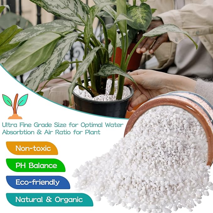 Legigo 6 Quarts Organic Horticultural Perlite for Plants Indoor- Natural Horticultural Soil Additive Conditioner Mix for Improves Drainage, Ventilation and Root Growth