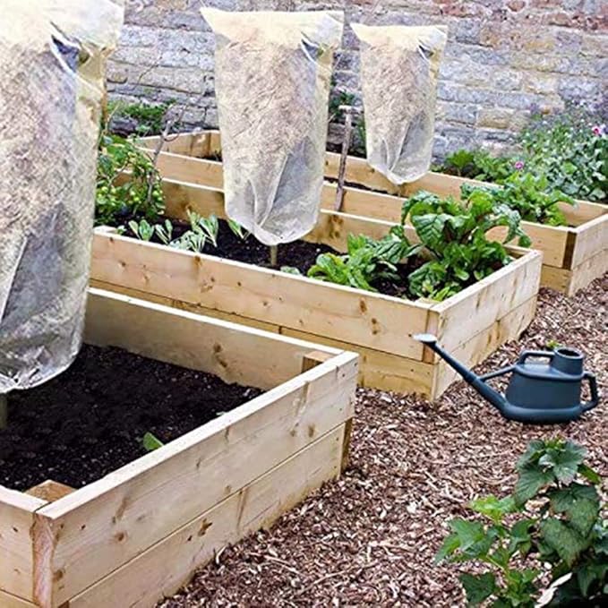 Agfabric Winter Plant Covers Freeze 96"x84" 0.9oz Freeze Cloths for Plants Plant Winter Cover Drawstring Bags Shrub Jacket Season Extension,White,2 Pack