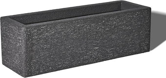 TerraDeco 24 Inch Rectangular Concrete Planter,Durable All-Weather Use with Drainage Holes,Large Rectangular Planter for Outdoor Indoor Plants