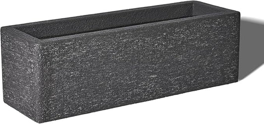 TerraDeco 24 Inch Rectangular Concrete Planter,Durable All-Weather Use with Drainage Holes,Large Rectangular Planter for Outdoor Indoor Plants