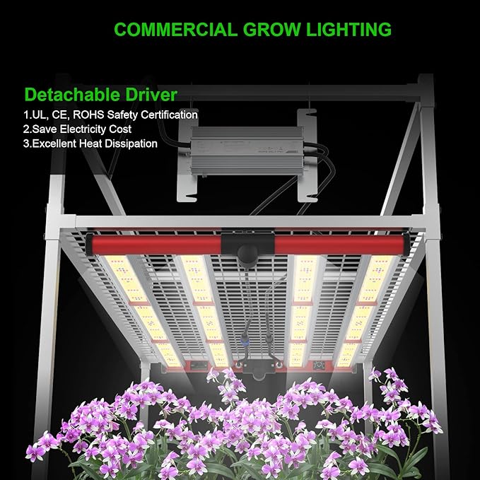 AGLEX 420W Full Spectrum LED Grow Light with UV & IR, 1360 LEDs, Dimmable Daisy Chain, High PPFD Bar Style, 4x5 ft Coverage, Foldable for Indoor Plant Growing, Commercial Seeding Veg Flower - M400