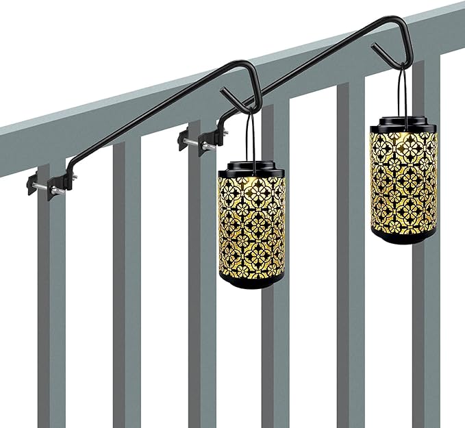 2 Packs 11 Inch Fence Deck Hook Rail Hanging Mounting Kit Heavy Duty Bird Feeder Hook Decorative Hanger for Bird Feeders Planters Suet Baskets Lanterns on Balcony Porch Railing Fence