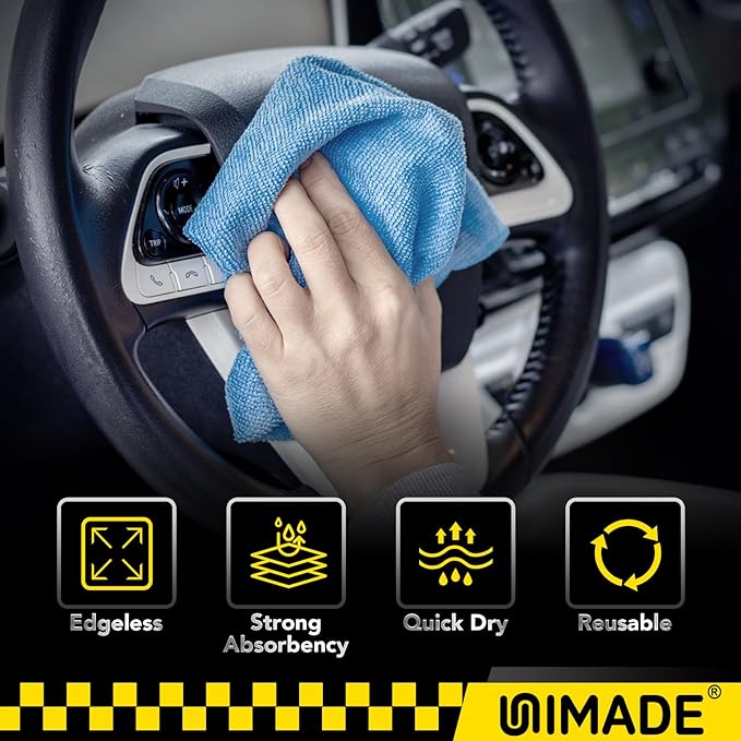 Shop Towels, 100 Pack Commercial Grade Work Rags Microfiber Towels for Cars Cleaning Rags Bulk Detailing Cloth for Automotive Bar Mechanic Restaurant Garage Housekeeping, 11.5"x 11.5", Blue