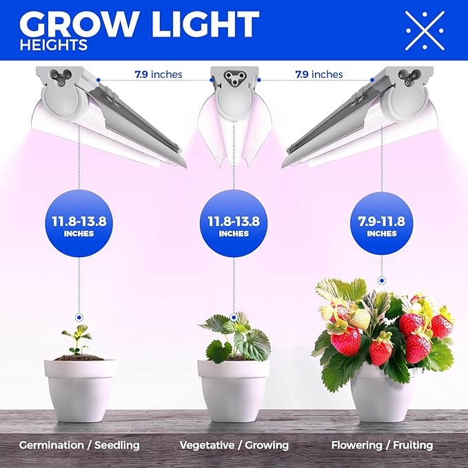 Barrina Grow Light, 96W(4 x 24W, 600W Equivalent), 2ft T8, Super Bright, Full Spectrum Sunlight Plant Light, LED Grow Light Strips, Grow Light Bulbs for Indoor Plants, 4-Pack