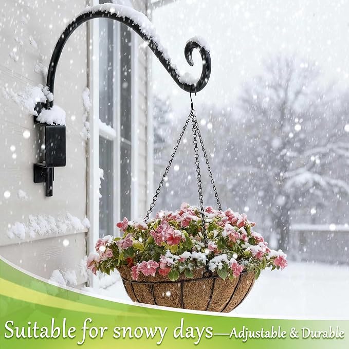 Qiang Ni Swivel Plant Hanger - 16 Inch 30 lbs Capacity Anti-Rust Metal Wall Mount Hook with Mounting Screws - for Indoor Outdoor Hanging Bird Feeders, Flower Baskets, Wind Chimes, Lanterns