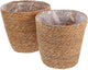 SUPVOX 2pcs Woven Plant Basket with Plastic Liner, Rattan Flower Pot Cover for Indoor Plants - Boho Farmhouse Home Decor