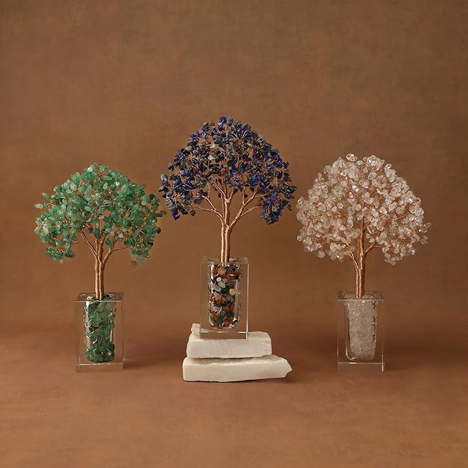 Magic and Miracles Lapis Lazuli Crystal Tree, Office New Home Desk Decor, Meditation Yoga Plant, Gemstone Tree, Xmas Anniversary Housewarming Gifts for Women Coworkers Nana Daughter