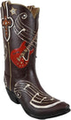 Ebros Gift Wild West Faux Tooled Leather Cowgirl Cowboy Boot with Western Star Cross Guitar and Musical Notes Chords Desktop Floral Vase Planter Sculpture Rustic Accent Boots Figurine