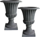 Austram Urn Planters 22", Set of 2, Tall Stone-Resin Pedestal Planters for Outdoor Plants, Large Front Porch Decor, Patio Garden Pots, Outdoor Urns for Entryway, Porch & Deck, Grey Plant Pot