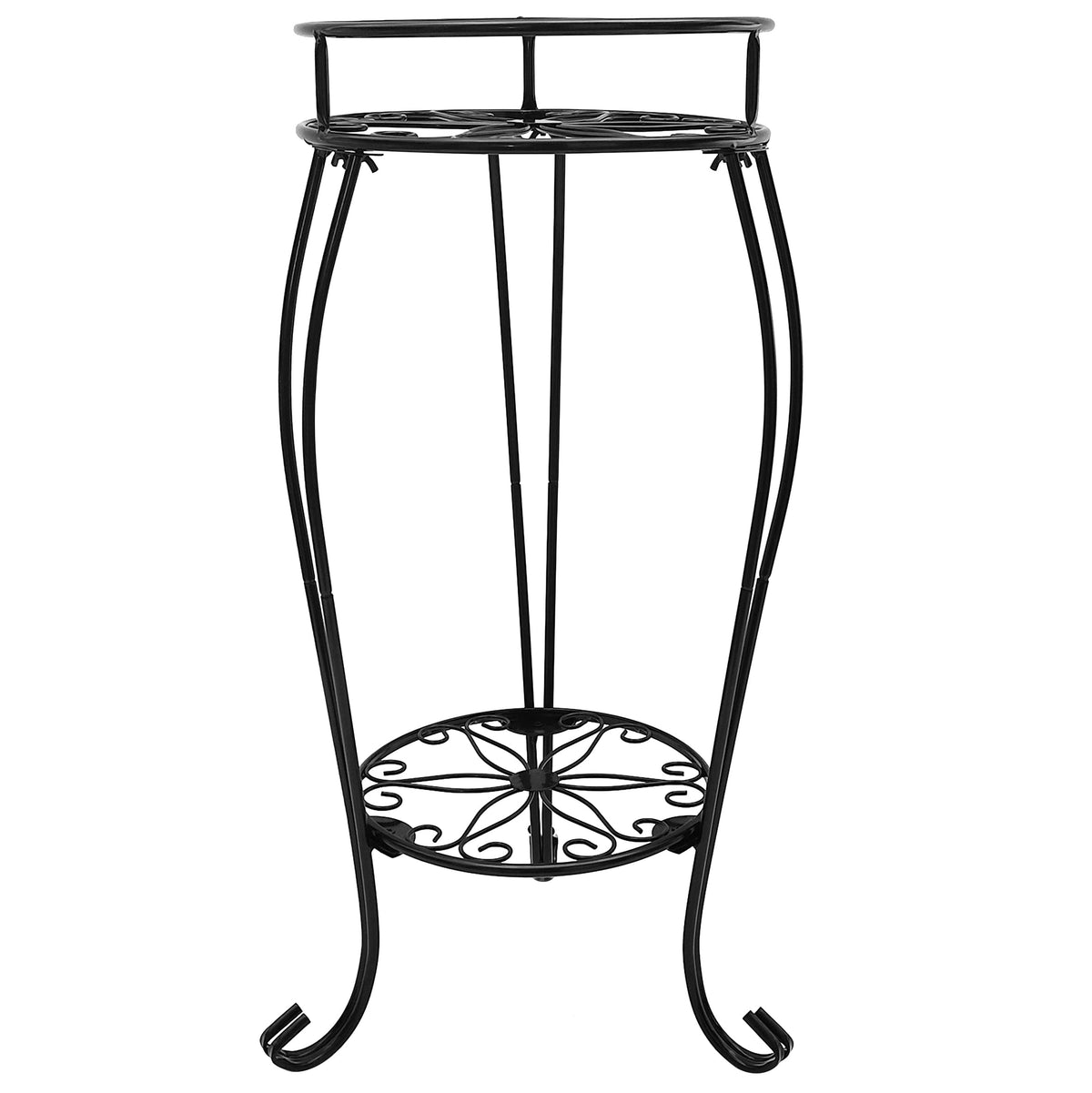 CASIMR 2 Tier Plant Stand, 26.8 inch Tall Metal Potted Holder Rack,Indoor Outdoor Multiple Flower Pot Shelf Rustproof Iron Garden Container for Garden Patio Living Room Corner Balcony, Black