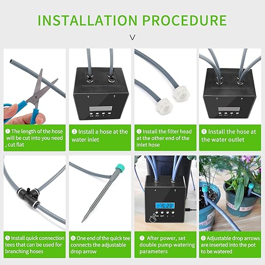 Automatic Plant Waterer Indoor, Indoor Plant Watering Devices with 2 self-Priming Pump, Automatic drip Irrigation kit with 20 Adjustable droppers， self Watering System, programmable Timer