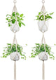 IDEEEPAN Macrame Plant Hanger - Fits 4 to 8 inches Pots for Indoor Outdoor, 49 Inch, Set of 2, Ivory (POTS NOT Included)