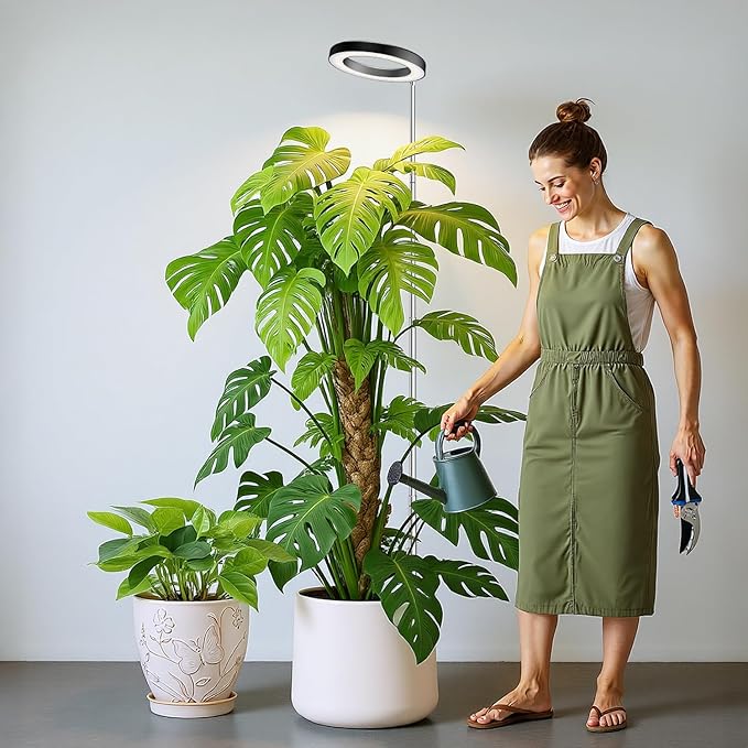 Black Grow Light, Full Spectrum LED Plant Lights for Indoor Growing with 6/12/16H Timer, 3 Color Modes, 5 Brightness, 10"-65" Height Adjustable Plant Grow Lamp for Large Indoor Plants