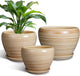 Ceramic Pots for Plants - 10 Inch 8 Inch 6 Inch Plant Pots with Drainage Holes and Saucers Large Planters for Indoor Plants Decorative Outdoor Flower Pots Set of 3 Yellow
