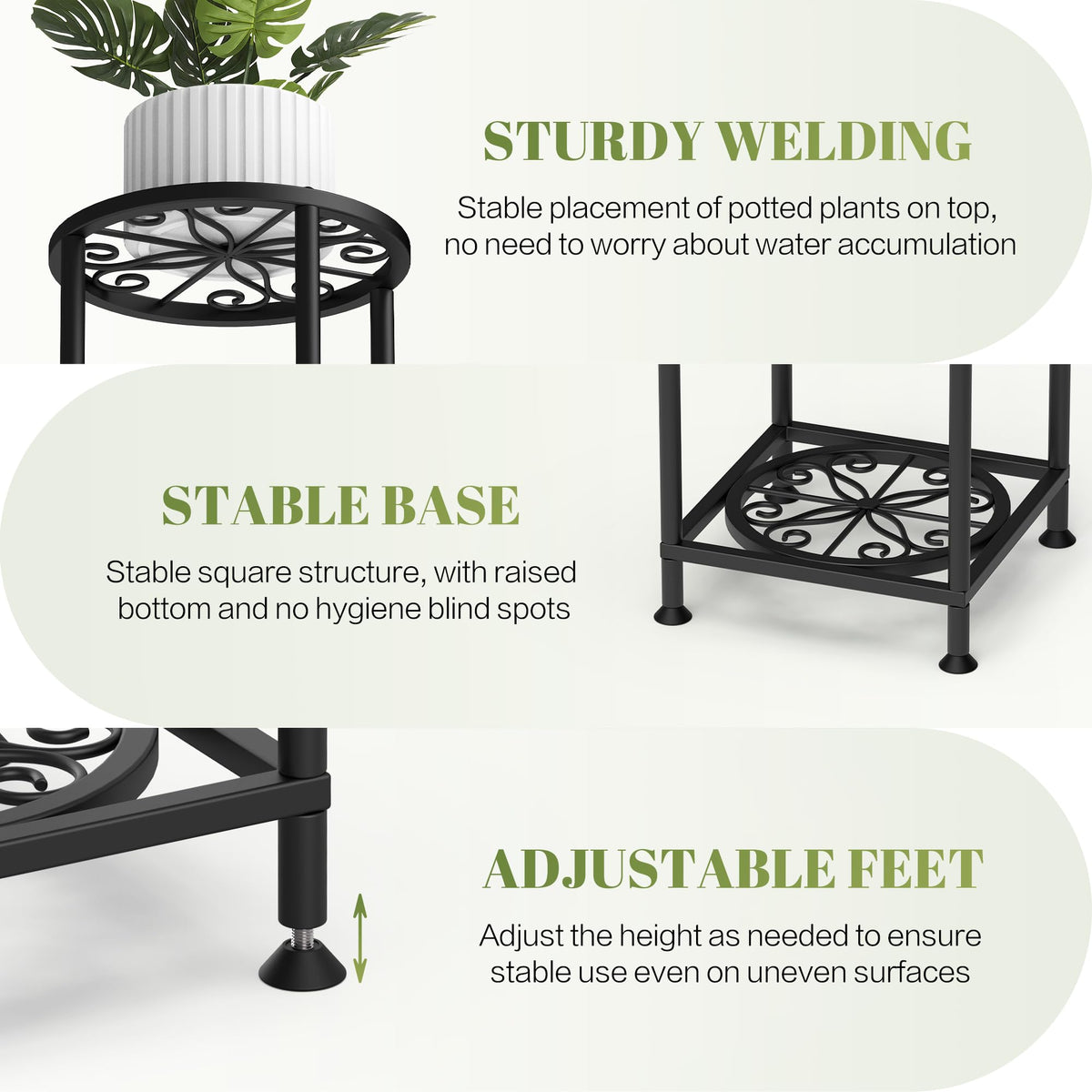 YOCOMEY 5 Tier Plant Stand Indoor Outdoor, Metal Shelf Holder Corner Black