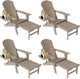 Adjustable Adirondack Chair with Retractable Ottoman Set of 4, HDPE Folding Adirondack Chair with Cup Holder, All Weather Fire Pit Chair for Outdoor.