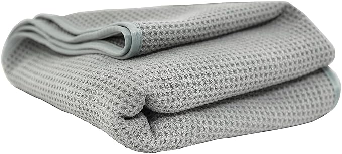 Chemical Guys Waffle Weave Gray Matter Microfiber Drying Towel - 25" x 36", Premium Blend Microfiber Towel with Soft-Banded Edging for Scratch-Free Car Drying, Ultra Absorbent