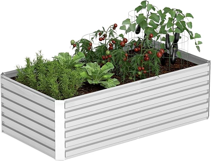 8x4x2 ft Raised Garden Bed, Large Metal Planter Raised Beds, Planters for Outdoor Plants for Vegetables, Flowers, Herbs, Fruits, and Succulents.