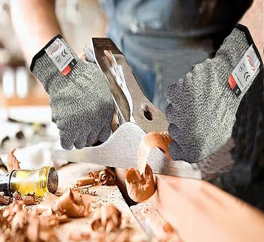 Cutting Gloves, 4 Pairs of Cut Resistant Gloves Food Grade, Cut Resistant Gloves for Kitchen, Oyster Shucking, Fish Fillet Processing, Carving Wood and Gardening(X-Large)