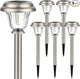 DERAYSION Solar Lights Outdoor Waterproof, Brushed Stainless Steel Glass Solar Pathway Lights, Auto On/Off Long-Lasting Outdoor Solar Lights for Garden, Landscape, Path, Yard 6 Pack
